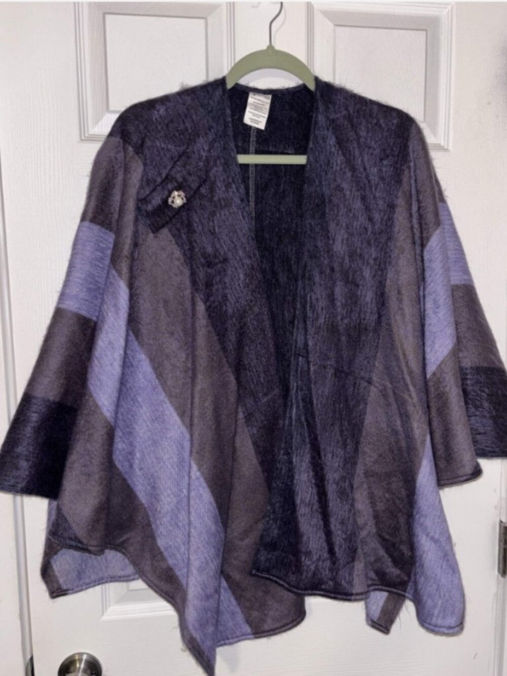 NTVES Handmade Alpaca Cotton blend Purple Cape OS